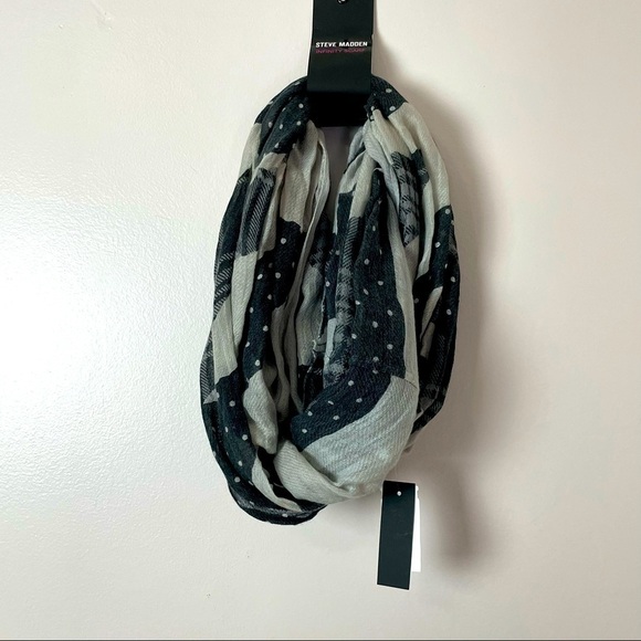 Steve Madden NWT Infinity Scarf Black and Gray - Picture 1 of 5
